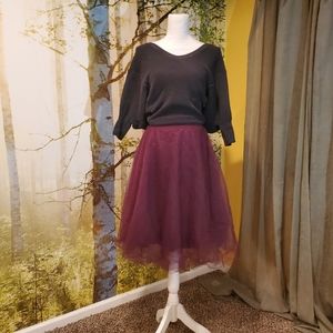 CHARLOTTE RUSSE | Burgundy Tulle Layered Skirt